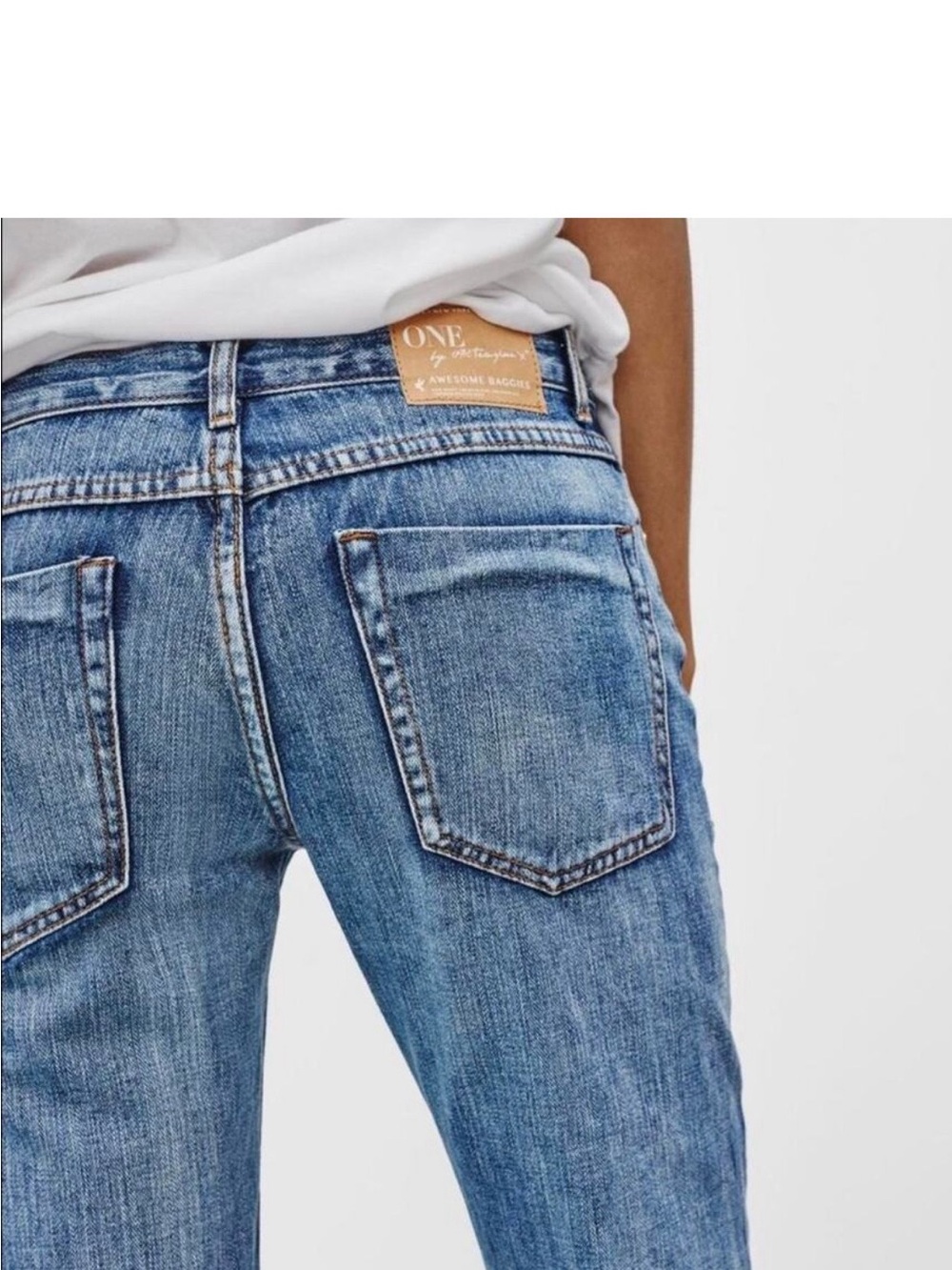 One Teaspoon Awesome Baggies Distressed Straight Leg Jeans Blue Waist 26